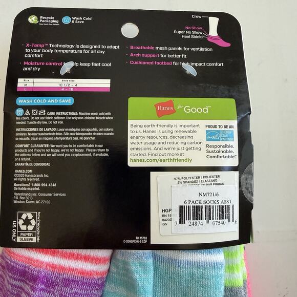 New HANES (12 Pair) Premium Performance No Show X-temp Socks Girls Size 4-10 - Picture 4 of 6